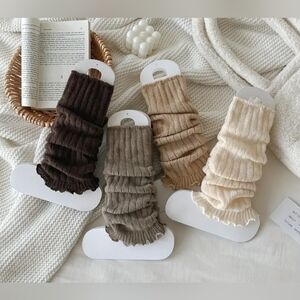 Cozy Ribbed Knit Socks Set - Brown, Tan, Cream 4pk New With Tags!